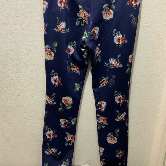Zara Woman's Blue Floral Pencil Pants Mid Rise Size small - Picture 4 of 6